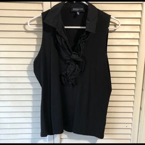 Jones New York black sleeveless collared blouse, size Large